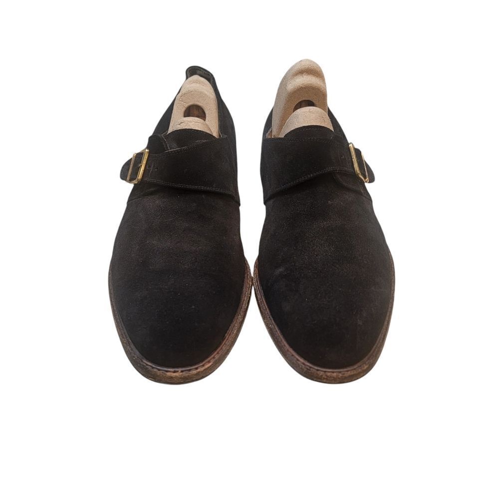 Salvatore Ferragamo Men's Black Suede Monk Strap Shoes. Size 11.5 C. - Picture 4 of 14